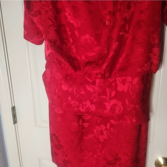 Vintage Silk Studio 10Red 100% SILK  3/4 SleeveTie Hips Buttons Back WomenDress - Picture 9 of 9